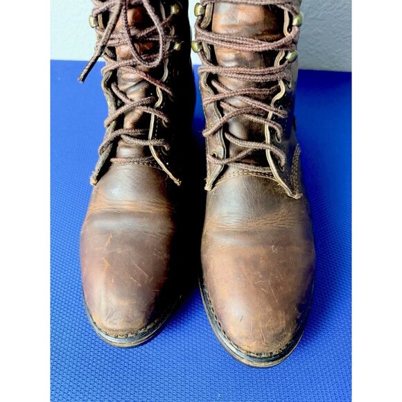 Vintage Bronw Leather Logging Boots Vibram Sole Packer Style Size 10D 1970s main image 11